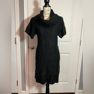 Say What? Vintage Black Cowl Neck Short Sleeve Sweater Dress Large/L O
